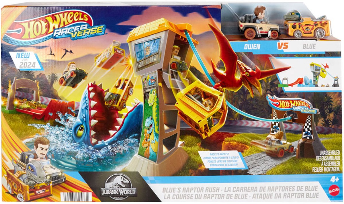 Hot Wheels racerverse blauw raptor rush track set