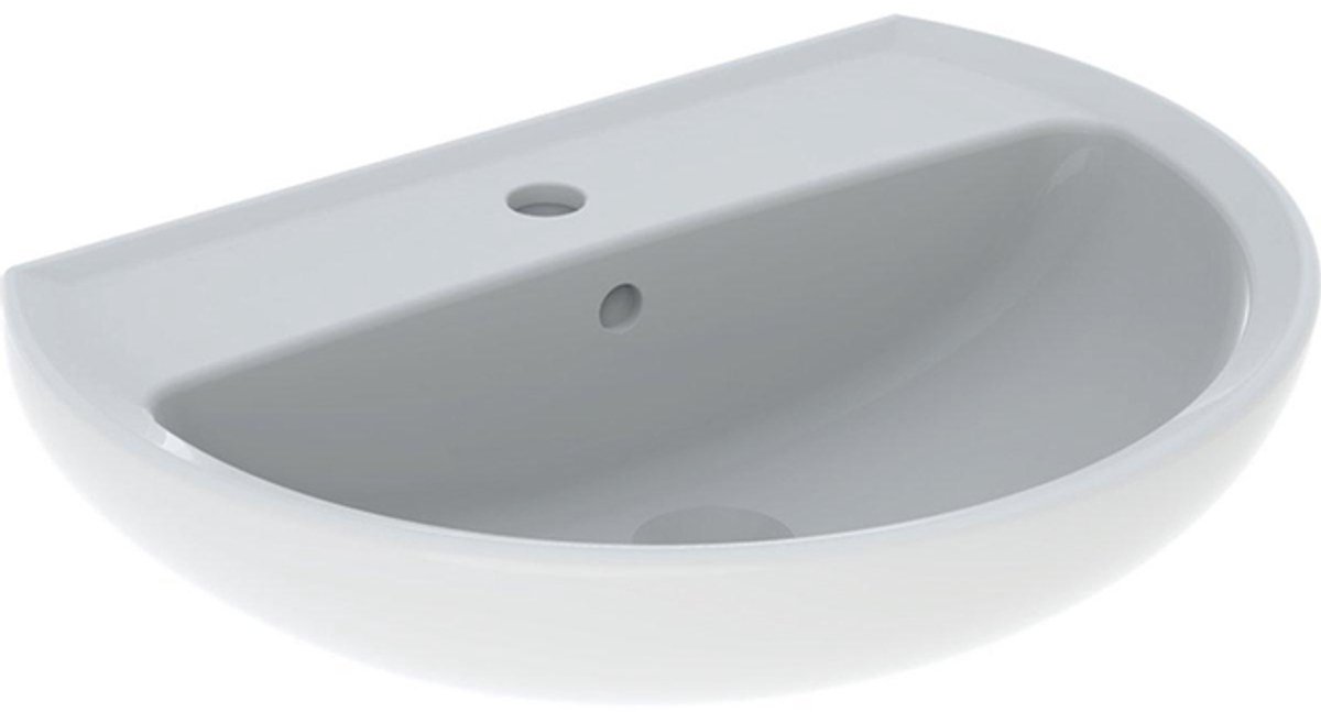 Geberit Bastia Wastafel - rond - 60x45.5cm - kraangat - overloop - wit