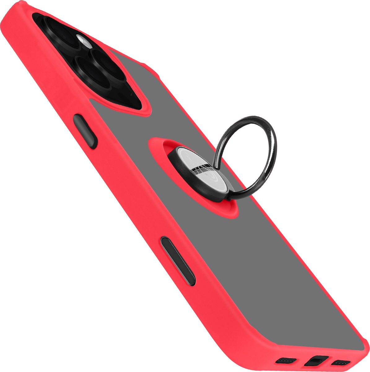 Avizar Video-ondersteuning Geschikt voor Apple iPhone 16 Pro metalen ring, Rood