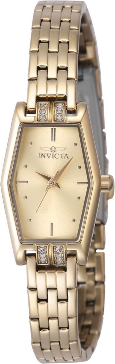 Invicta Angel 48131 Dames Horloge - Waterdicht - Analoog - Quartz Uurwerk - Roestvrij Staal met gouden Wijzerplaat - 20mm