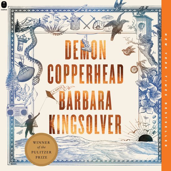 Boekomslag van Demon Copperhead door Barbara Kingsolver, New York Times bestseller, winnaar Pulitzerprijs.