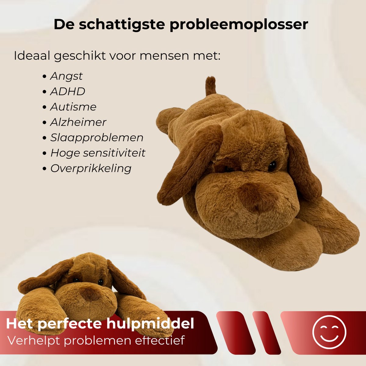 Knuffel Hond - Beige Mopshond - 38 cm - Levensecht - Pluche Knuffels - Hansa | Per Sempre Toys