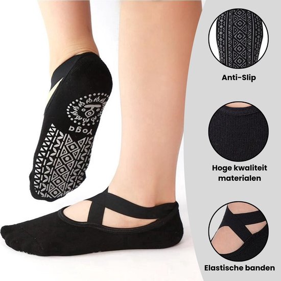 Malinsi® 2-Pack Chaussettes de Yoga Antidérapantes Femme - Chaussettes de yoga Pilates - Chaussettes Pilates Ballerine - Ballerines