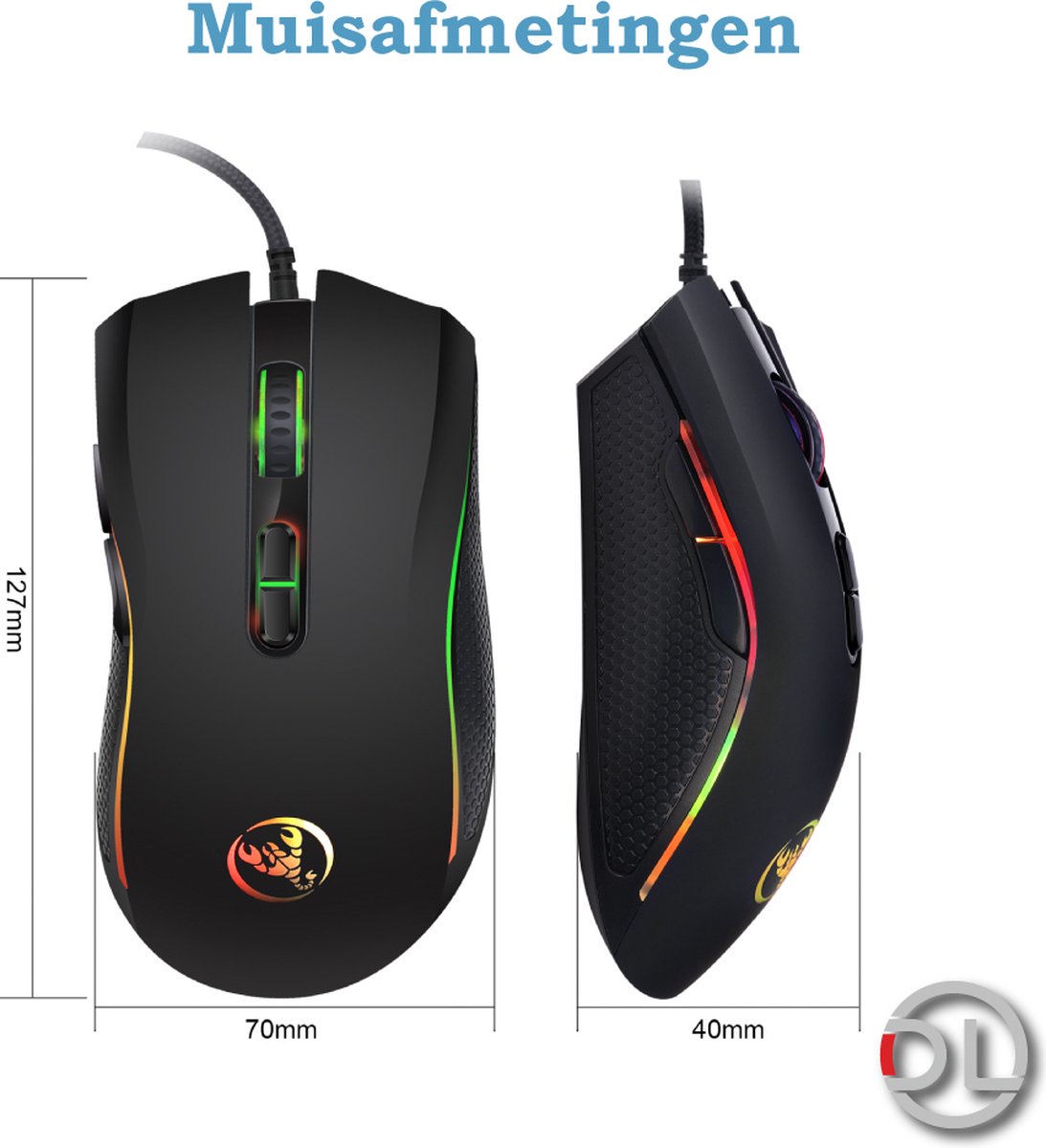 HXSJ A869 Gaming Muis - 7 Programmeerbare Knoppen, DPI 3200 thumbnail 5