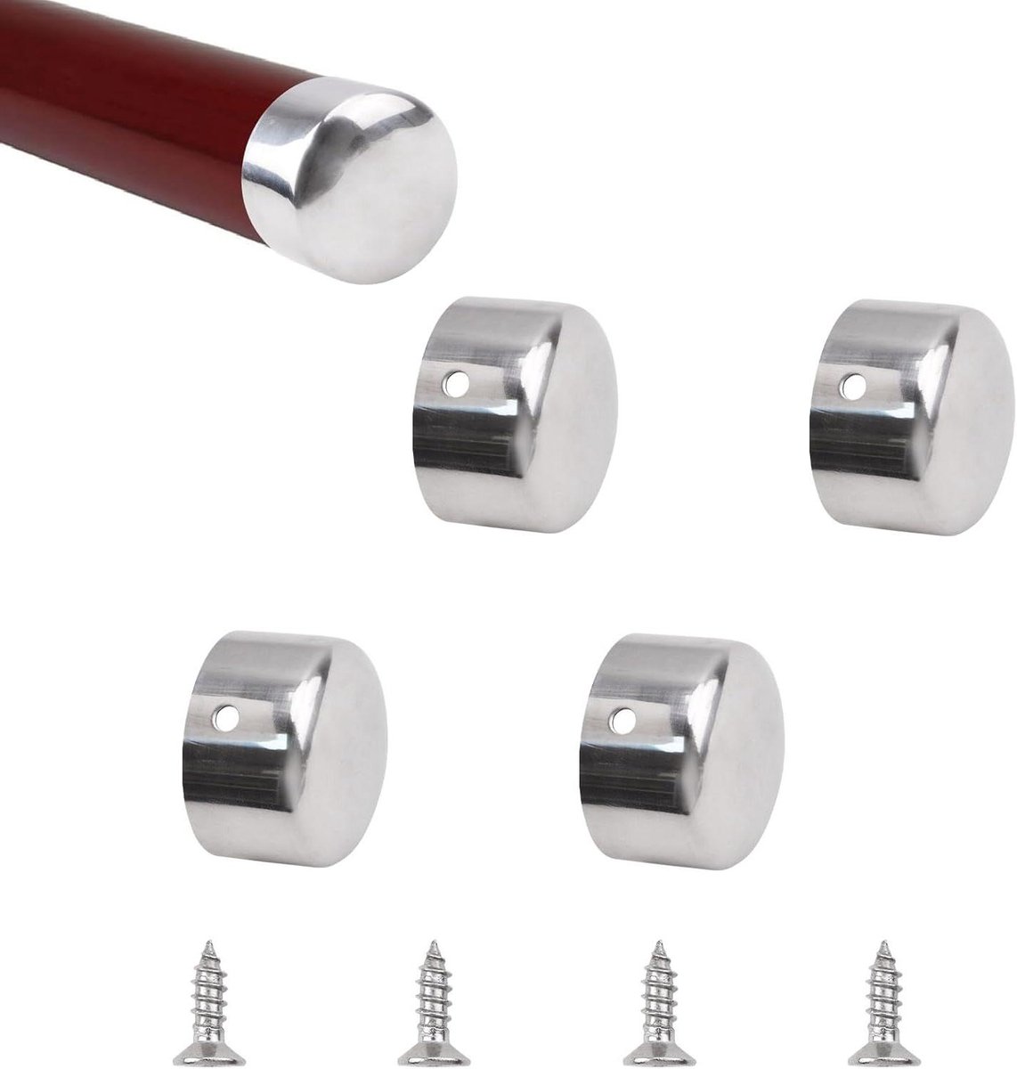 Goedkoopste Eindkappen Leuning - 4 STKS 38mm Binnendiameter - Rvs Ronde End Caps - Trap Stappen Hand Rail - Leuning Fittings