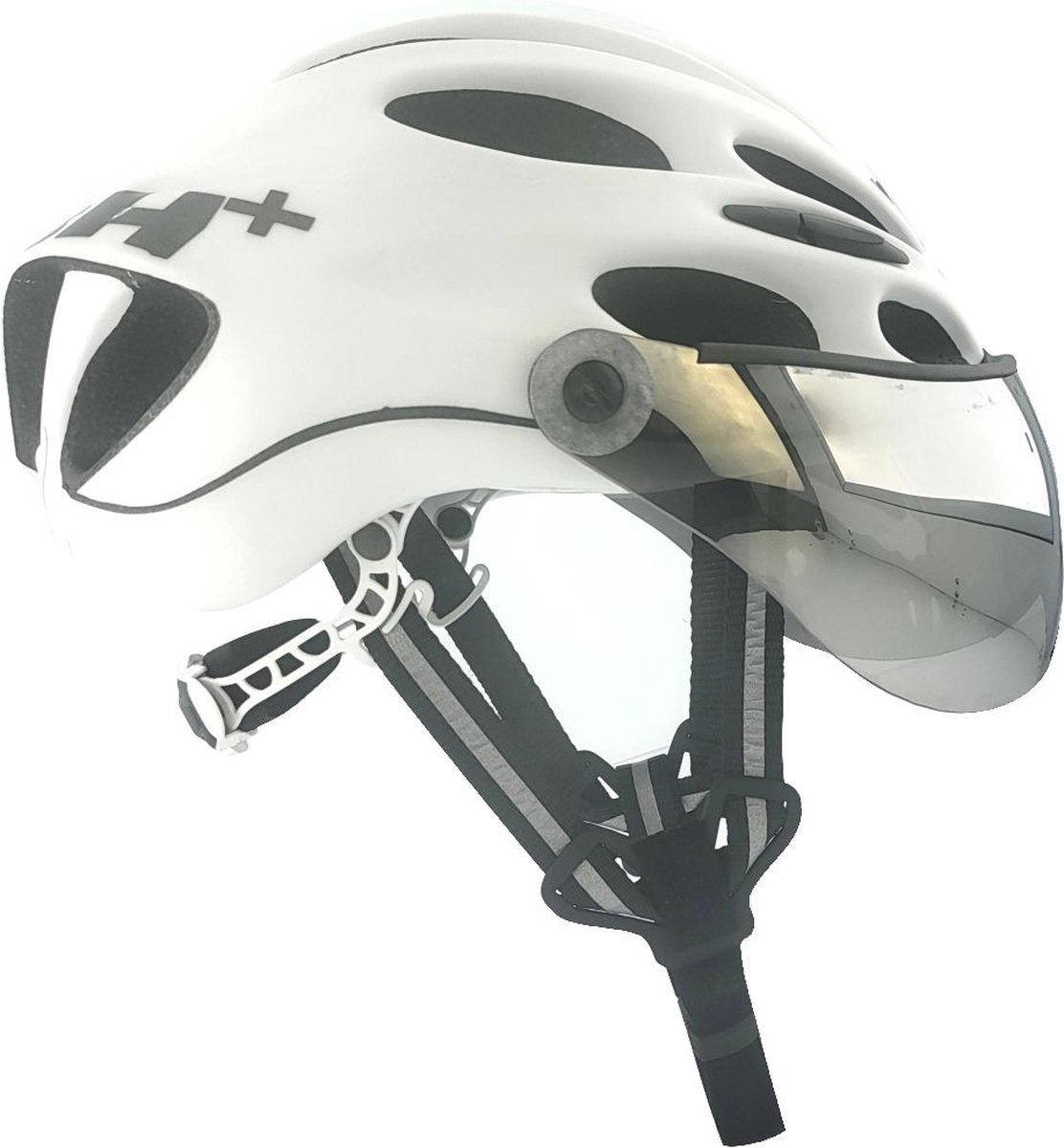 SH+ e-bike Fietshelm - SHAKE VISOR - Unisex - Lichtgewicht 275 gram - 15 Ventilatiegaten - Gemaakt in Italië - Voor een hoofdomtrek van 53 tot en met 56 CM - Mat Wit