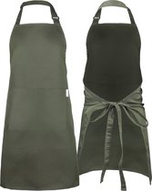 Keukenschort - Water- en vuilafstotend - Professioneel Kookschort - Schort voor Dames en Heren - Horeca Sloof - Unisex - Verstelbare Gesp - Extra Grote Vakken - Groen