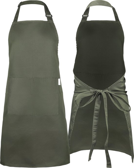 Gandria Tablier de cuisine - Tablier de cuisine professionnel - Tablier pour femme et homme - Tablier de restauration - Unisexe - Boucle réglable - Poches Extra larges - Vert