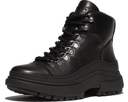 FitFlop Wylder Lace Up Boot - Leather ZWART - Maat 38