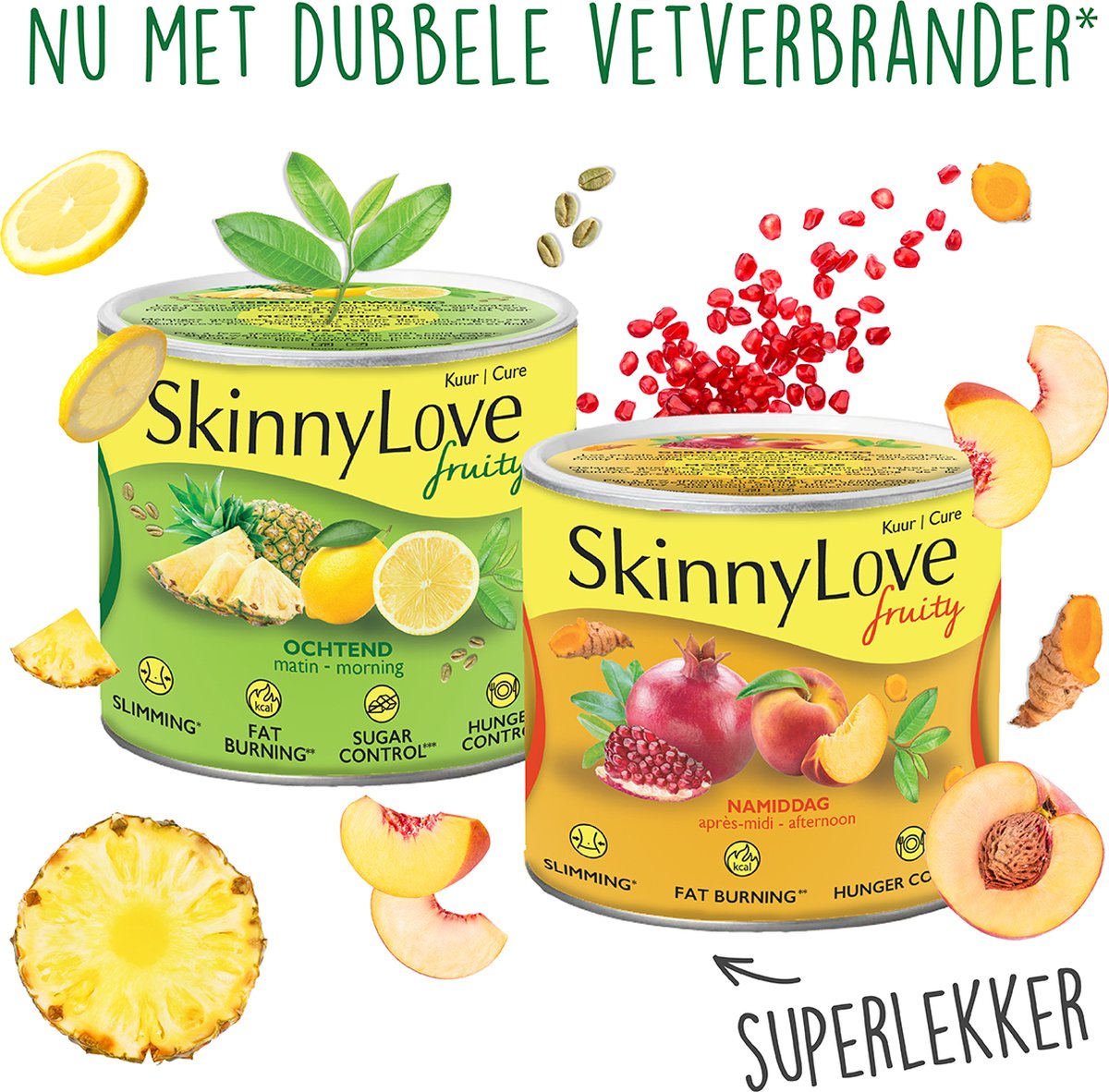 Goedkoopste Skinnylove Fruity Vermageringskuur (2X 230G) - Snel Gewichtsverlies, Fatburner, Afvallen - 100 Natuurlijk Afslanken
