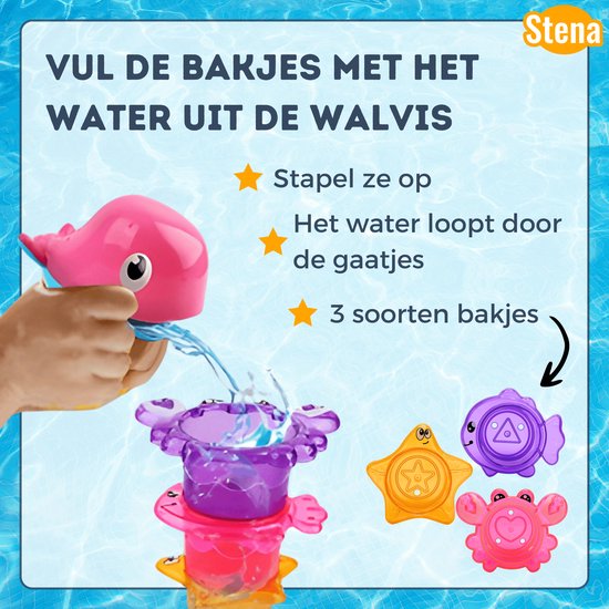 Stena Magnetische Vishengel, Zelfzwemmende/Waterschietende Vissen en Schepnet - Badspeelgoed - Badspeeltjes - Bad Speelgoed - Jongen/Meisje - Baby/1 jaar/2 jaar/3 jaar - Kinderen van STEN — afbeelding 5