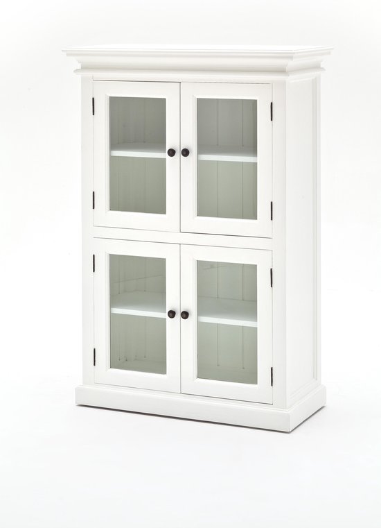 Halifax vitrinekast met 4 glazen deuren, in wit.