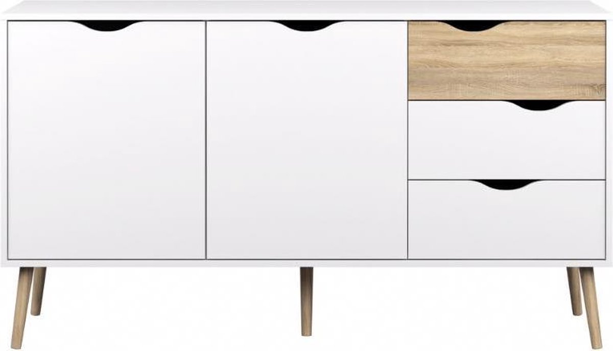 Tvilum Napoli - Dressoir - 2 deurtjes, 3 lades - Wit/Eiken