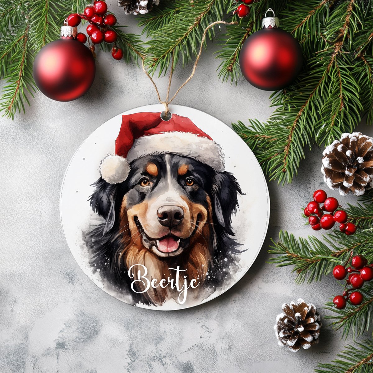 Kerstboom hanger Berner sennenhond met naam