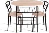 Eettafel set 'Adam' Keukentafel en 2 eetkamerstoelen, Zwart metaal Decor sonoma, 2 personen - Top 15 mm