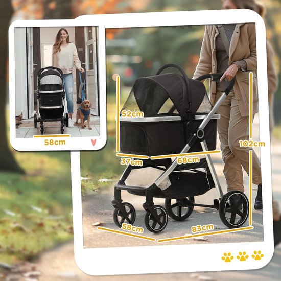 Equivera Dog Buggy - Chiens Buggy - Dog Buggies - Dog Buggy All Terrain - Dog Buggy Comfort - Poussette pour chien - Poussette pour chien - Poussette pour Chiens