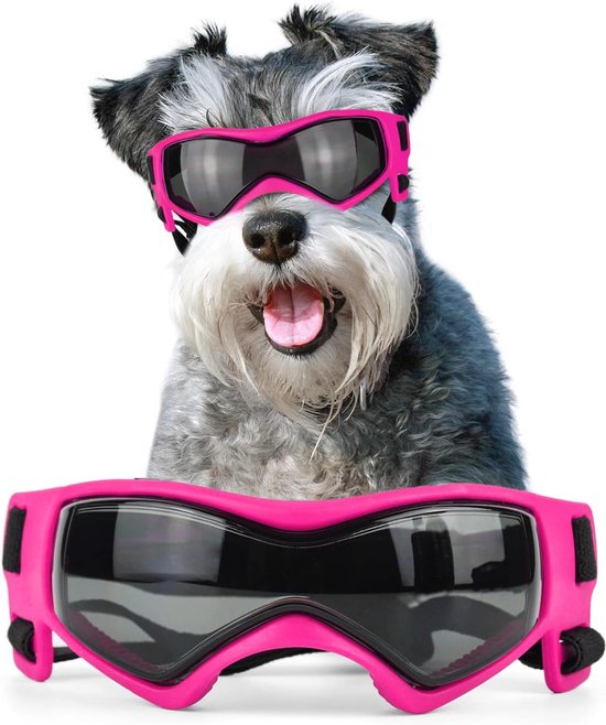 Honden Zonnebril - Hondenbril - UV Werend - Met Verstelbare Elastische Band - Comfort - Winddicht - Stofdicht - Hondenbril Voor Kleine En Middelgrote Honden(M) - Brillen voor Honden - Honden Cadeaus - roze