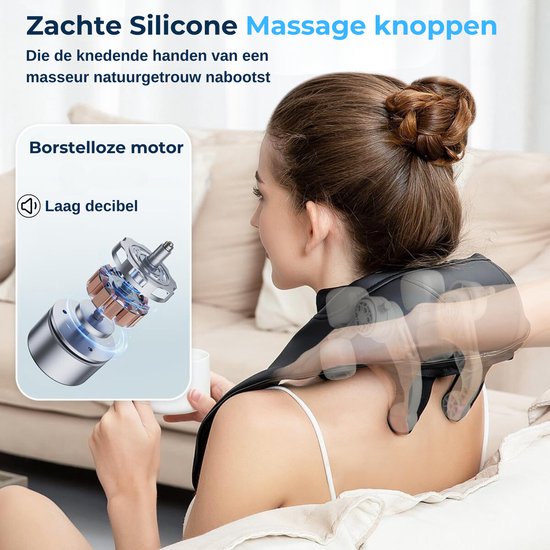 Health Bay® Human Feel - Nekmassage Apparaat - Massage Apparaat voor Nek en Schouder - Shiatsu Massagekussen Draadloos - Jouw Persoonlijke Masseur voor Thuis
