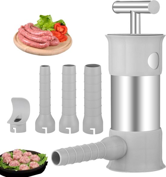 1 Set Worstmaker Roestvrijstalen Worstvuller Met 4 Nozzles Efficiënte Worstvulapparatuur Voor Thuis Keuken – kopen tegen lage prijzen bij webwinkel
