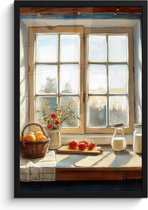 Poster in lijst - Fotolijst 40x60 cm - Posters - Stilleven - Keuken - Doorkijk - Vintage - Posterlijst zwart - Decoratie - Wanddecoratie woonkamer - Muurdecoratie slaapkamer