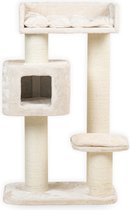 RHRQuality Krabpaal Voor Grote Katten - Devon Rex – 120 cm Hoog – Met 15 cm Sisalpalen & Speelhuis – Crème