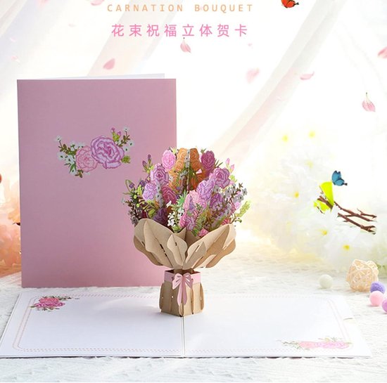 Up Anjers Boeket Papier Bloemen Kaarten, Bloem Boeket Kaart Papier
