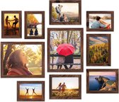 Set de 10 cadres photo marron - collage de cadres photo multiples - cadre photo moderne pour mur - différentes tailles - 10 x 15 cm 13 x 18 cm 20 x 25 cm