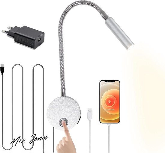 LED Verlichting Leeslamp met Geïntegreerde USB-aansluiting - Miami LED Verlichting Leeslamp met Geïntegreerde USB-aansluiting - Miami
