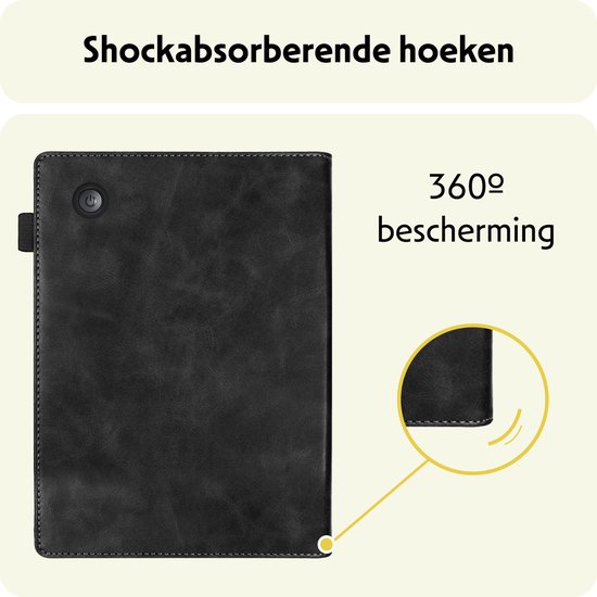 Hoesje Geschikt voor Kobo Clara Colour Hoes Leren Case Sleep Cover Leer - Hoes Geschikt voor Kobo Clara Colour Hoesje E-reader Leer - Zwart van Hoesje  — afbeelding 5