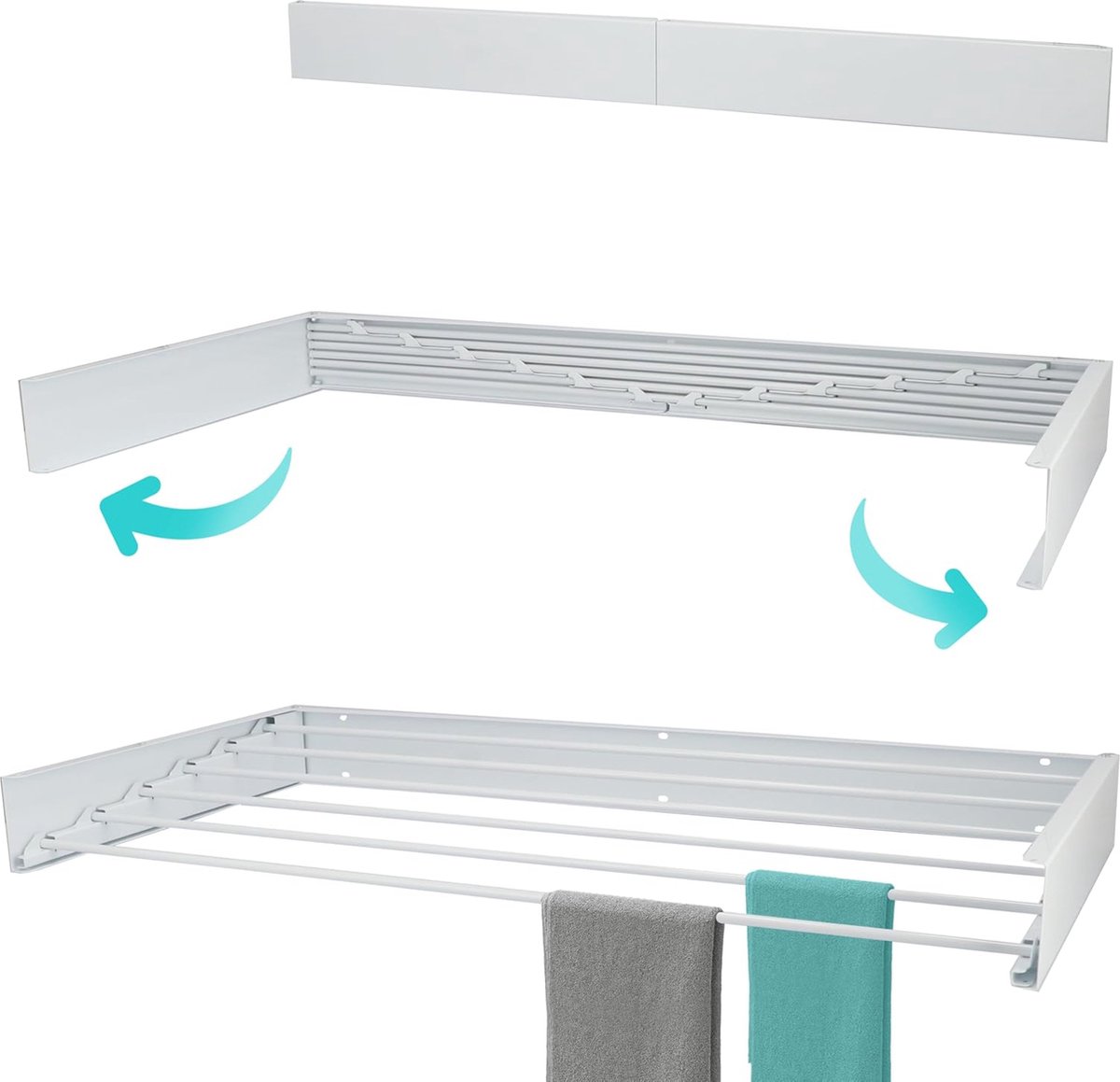 Goedkoopste Wanddroogrek XL - Inklapbaar Muur Wasrek - 6m Drooglengte met Boormal - Hangend en Uitklapbaar