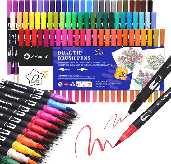 Ohuhu 160 Kleuren Dubbelzijdige Art Markers – Kwast & Fineliner Pennen voor Volwassenen, voor Kleurboeken, Tekenen, Kalligrafie, Schetsen & Journaling – Creatief Cadeau (Maui Serie