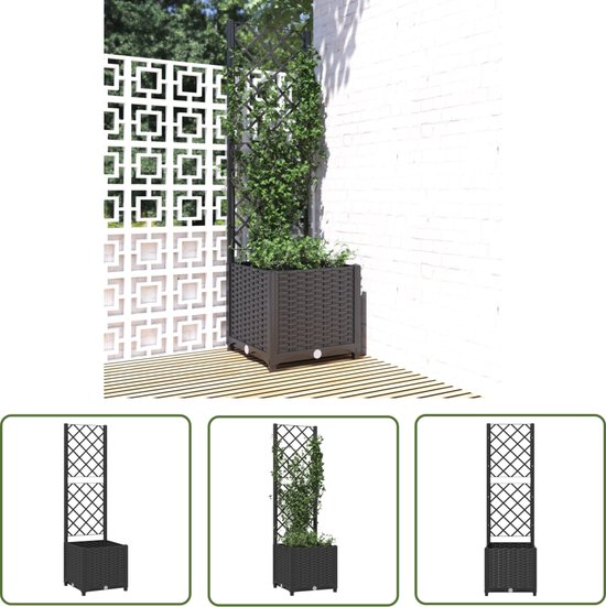 Outsunny Verhoogde Plantenbak, Duurzaam Hout, Met Latwerk Voor Klimplanten Ideaal Voor Groenteteelt 100 X 50 X 100 Cm Natuurlijk Aosomnl