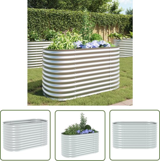 Coffre de jardin surélevé The Living Store - Acier - 160 x 80 x 81 cm - Galvanisé