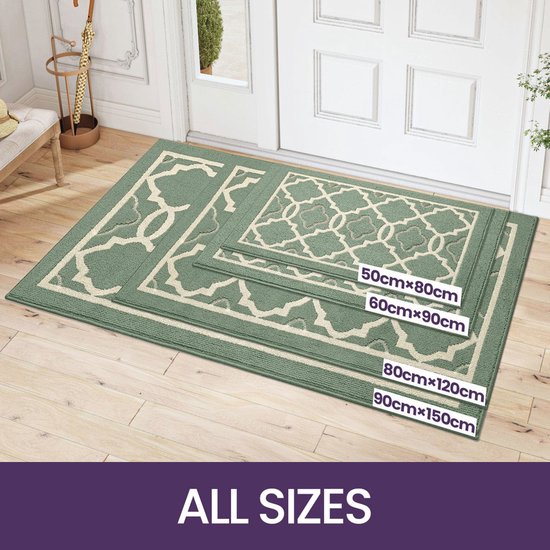 DEXI Deurmat, antislip, deurmat voor binnen en buiten, absorberend en duurzaam, deurmat, machinewasbaar, stofdicht, 80 x 120 cm, groen DEXI Deurmat, antislip, deurmat voor binnen en buiten, absorberend en duurzaam, deurmat, machinewasbaar, stofdicht, 80 x 120 cm, groen