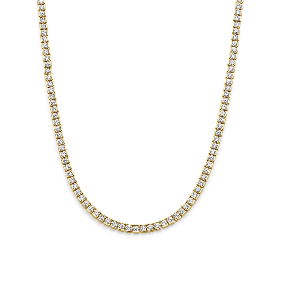 TI SENTO Dames Ketting - 925 zilver - Zirkonia met geel verguld - Maat 43 - 34052ZY