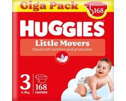 Huggies® Little Movers baby luiers, Maat 3 (4 tot 9 kg), 168 luiers met Disney© designs, Giga pack