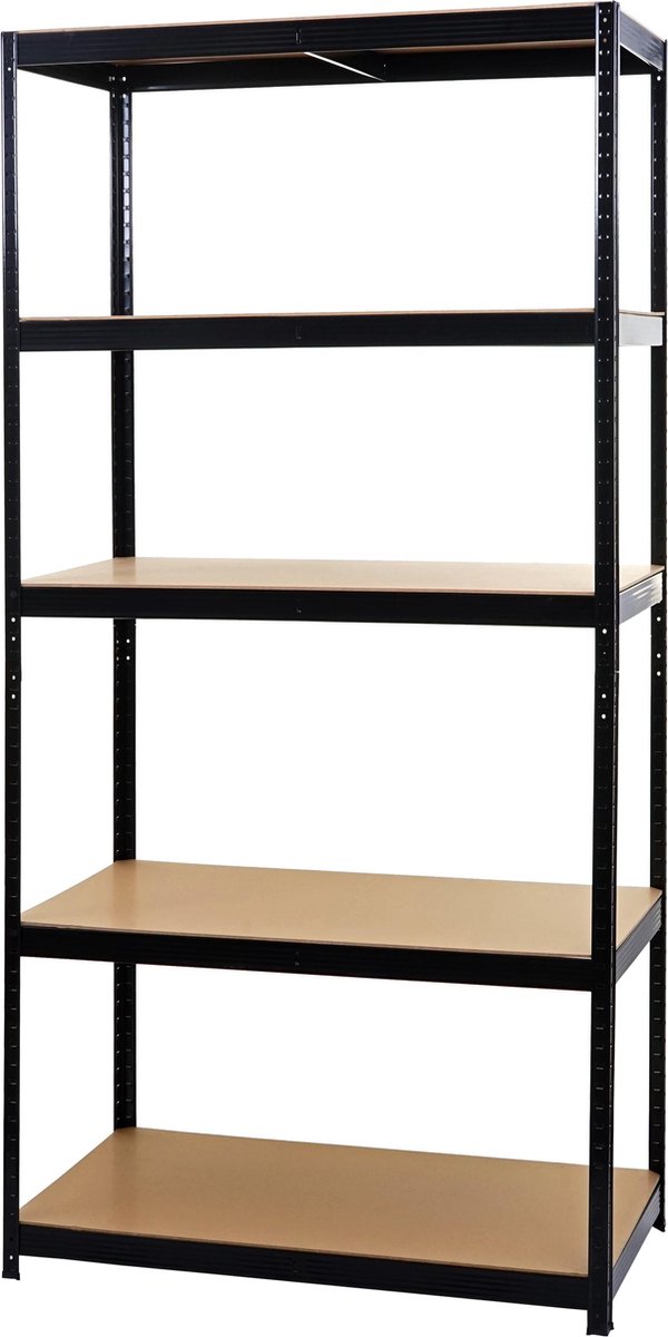 Zware rekken MCW-E33, kelder rekken plug-in rekken opslag rekken, 875kg staal 5 planken ~ zwart 200x100x60cm