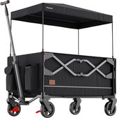 Bol.com LifeGoods Bolderkar - Opvouwbaar - Kinderenvervoer - Met Dak - 80KG Draagkracht - Strandkar - Draaibare Wielen - Antraciet aanbieding