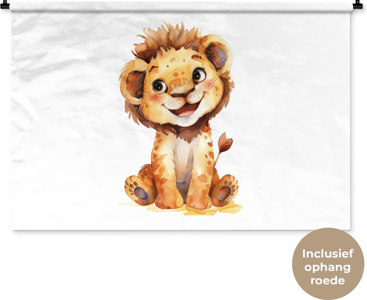 Wandkleed 150x100 cm - Wanddoek Leeuw - Baby dier - Wandtapijt - Wandkleden