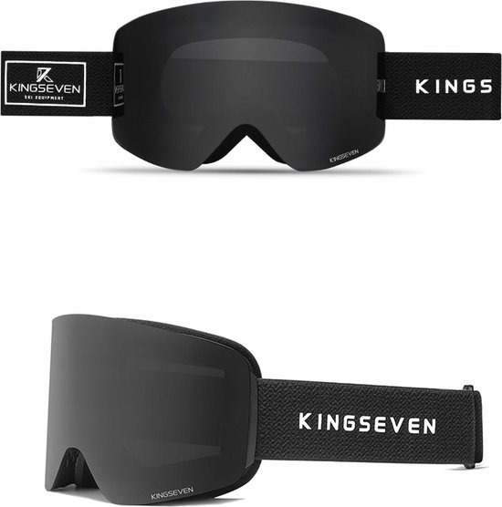 KingSeven - Randloze Unisex Skibril met UV400 en Polarisatiefilter - Zwart - Model Z296
