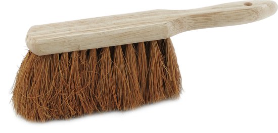 Buemag Pelle et ensemble pelle à poussière pour extérieur - blanc/naturel - métal galvanisé - bois avec poils de noix de coco