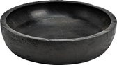 Fruitschaal/fruitmand - serveer schaal - mango hout - D20 x H5 cm - broodmand - zwart