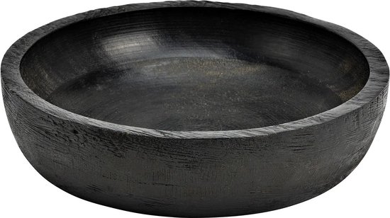 Zwarte fruitschaal van mango hout, D20 x H5 cm.