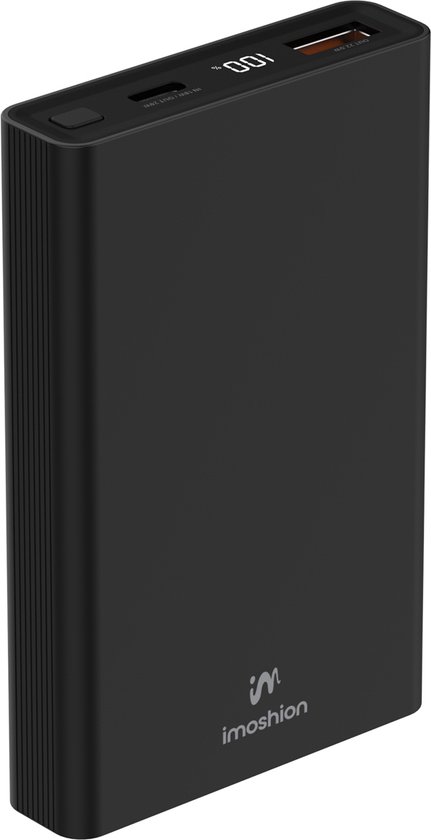 imoshion Mini Powerbank 10000 mAh - Snellader 22.5W - LED indicator - USB C & USB A - Geschikt voor o.a. iPhone en Samsung - Universeel - Zwart