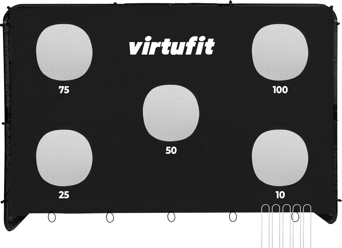 VirtuFit Voetbaldoel Pro met Doelwand - Voetbalgoal - 300 x 200 cm - Doelwand met 5 open zones - Snelle montage - Voetbaldoel met gatendoek - Inclusief 4 grondankers — afbeelding 3