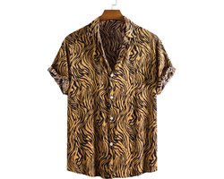 Overhemd met Tijgerprint - Blouse - Korte Mouwen - Festival - Tijgerprint - Shirt - Heren