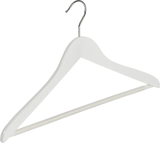 De Kledinghanger Gigant - 50 X Blousehanger / Shirthanger Lotushout Wit Gelakt 44 Cm