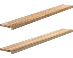 vidaXL - Vensterbanken - 2 - st - onbehandeld - 160x20x2 - cm - massief - eikenhout