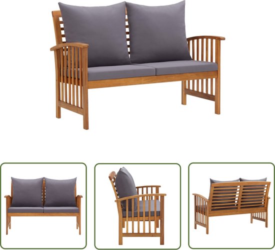 The Living Store Banc de jardin en bois d'acacia - 119 x 67 x 83 cm - Élégant et durable - Coussins inclus
