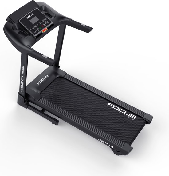 Zwarte Focus Fitness Jet 4 loopband, bovenaanzicht.